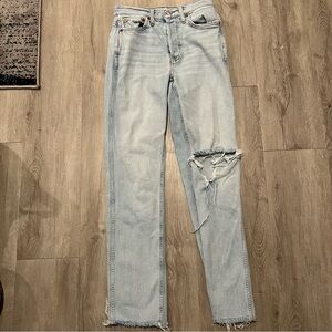 Re/Done Icy Blue 80's Slim Straight Jeans